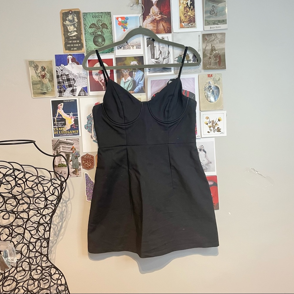 PRINCESS POLLY NOVELLA STRETCHY BLACK BODY CON MINI DRESS SPAGHETTI STRAP 12